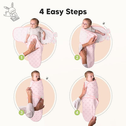 3-Pack Organic Baby Swaddle Sleep Sacks - Swaddles for Newborns, Infant 3-6 Months, Baby Girls, Boys, Soft & Snug Newborn Sleep Sack, Nursery Swaddling Blankets (Blossom, L)