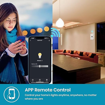 Milfra Smart Dimmer Switch 2Gang Digital Display Single-Pole 3Way Dimmer Smart Switch， 2024 New Model，Works with Siri, Alexa and Google Home，Voice and Remote Control，Neutral Wire Required