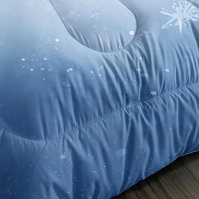 Penguin Comforter Set Twin Size,Antarctic Animal Kawaii Penguin Bedding Sets for Kids Boys Girls Room Decor,Cute Winter Snowflake Pattern Bedding Sets with 2 Pillowcases.