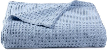 36” X 40” Inches Cooling Baby Waffle Weave Blanket, Ultra-Soft Lightweight Receiving Blanket for Newborn, Breathable Comfortable Baby Swaddle Blanket for Boys and Girls(Steel Blue)