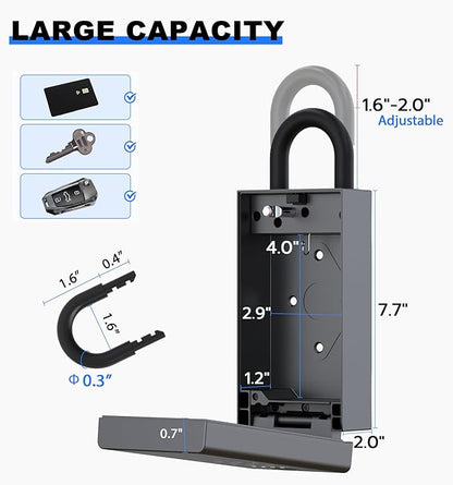Smart Lock Box Fingerprint APP Bluetooth eLinksmart Electronic Key Safe with Digital Code, Weatherproof for Outdoor Wall/Door Mount - Large Capacity Key Hider for Realtors Airbnb Hosts Garage Security