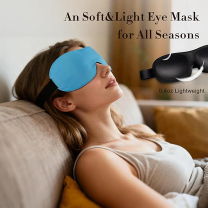 PrettyCare 3D Sleep Mask 2 Pack,Eye Mask for Side Sleeper 3D Contoured Sleeping Mask Blackout Out for Men- Blindfold Airplane with Ear Plugs, Night Masks with Travel Bag (Black&Blue)