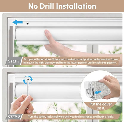 Kincmo No Drill Motorized Blinds with Remote, 100% Blackout Roller Shades for Windows, Custom Electric Blinds Compatible with Alexa, Apple Homekit, Google Home (100% Blackout Mist Ash Grey)