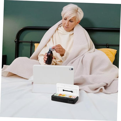 Gatuida 1pc Portable Electronic Medicine Organizer Alarm Reminder for Elderly Timed Dispenser Travel-Friendly Design and Easy to Clean Helps Manage Medication Schedule
