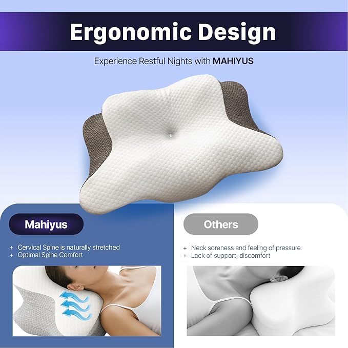 Cervical Neck Pillow, Protect Your Sleep Quality with Memory Foam, All Night Side Sleeper Pillow, Deep and Quality Sleep for Cooling Pillow