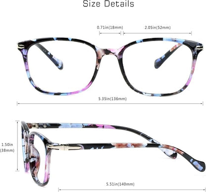 VisionGlobal 2 Pack Blue Light Blocking Glasses for Women/Men, Anti Eyestrain, Computer Reading, TV Glasses, Stylish Square Frame, Anti Glare (Pink+Leopard)