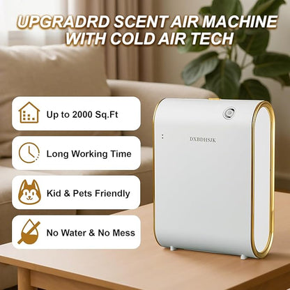 Home Bluetooth Smart Waterless Aromatherapy Machine, Essential Oil Diffuser, with Fragrance Coverage of up to 2000 Square feet, Suitable for Home, Hotel, Restaurant, Office, and spa Center.（White）