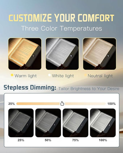 Book Light for Reading at Night Screen Flat Lamp LED Page Serene in Bed Rechargeable Smart Loght Little Lámpara Luz Para Leer Libros De Noche Reader Mini Full Portable Kids Booklight