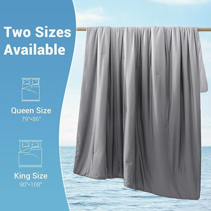 Elegear Cooling Comforter King Absorbs Body Heat to Keep Cool, Double-Sided Cooling Blanket for Hot Sleepers Arc-Chill Cool Fabric Q-Max>0.5, Lightweight Summer Comforter Cold Blanket, Gradient Gray