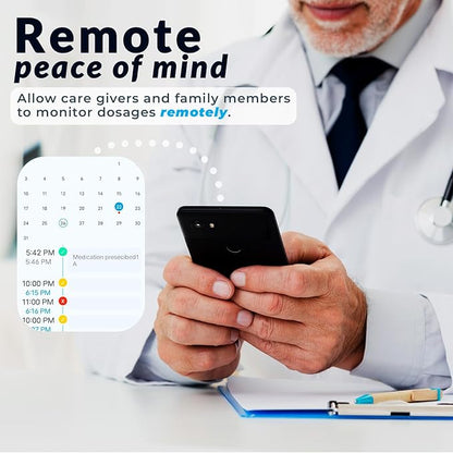 Adamson TimelyMed Smart Pill Dispenser with Alarm - WiFi App Monitoring - 28-Day Medicine Dispenser for Elderly & Alzheimer's Care - Automatic with Lock Key - New Version