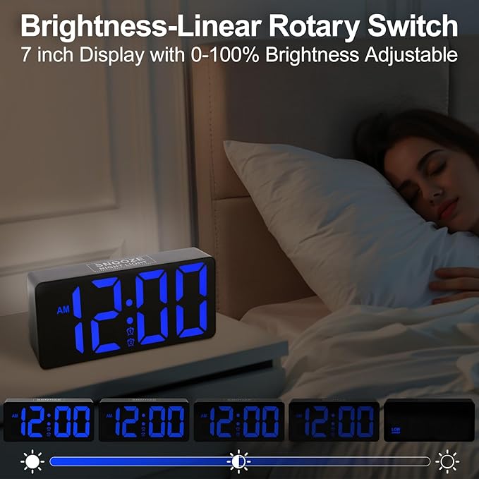 Alarm Clock for Bedroom Heavy Sleepers with Bed Shaker & Night Light-Vibrating Digital Clock Large Dimmable LED Digits with Dual Alarm & Charging Port Table Desk Clock for Hearing Impaired Seniors