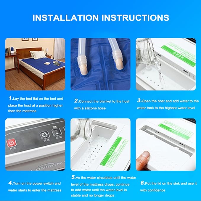 Buhelyc Cooling Bed Conditioning System, with Negative Ion Fan, Silent, PVC Mattress Pad, Cooling Pad Mattress Ideal for Waterproof and Optimum Sleeping Comfort, Durable Cooling Pad(Size:1.6 * 1.4m)