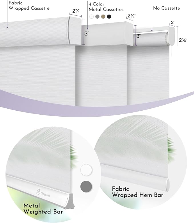 Graywind Motorized Light Filtering Shades Compatible with Alexa Google Rechargeable Remote Control Smart Blinds Automatic Window Shade with Valance for Home Office, Custom Size (Sheer White)