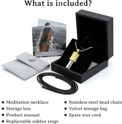 Anxiety Necklace 528 Hz Breathing Meditation Whistle Mindfulness Device for Stress Relief Calm Meditation Adjusting Breathing Anxiety Relief Necklace, Stress Relief Gift for Men Women-Gold