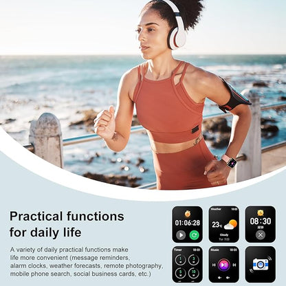 Smart Watch for Women, 2.01" HD Display Fitness Tracker with 107+ Sports Heart Rate Blood Pressure Blood Oxygen Sleep Monitor, IP68 Waterproof Smartwatch Compatible with Android iOS iPhone Phone