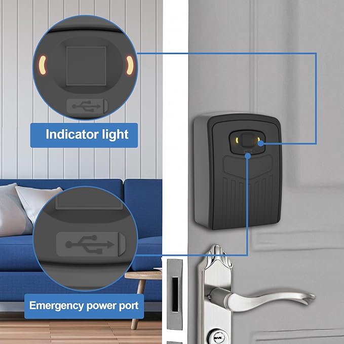 Fingerprint Smart Key Lock Box for Outside, Remote Access Wireless Key Box Operate on iOS/Android APP with WiFi Gateway, Large Capacity Bluetooth Safe Box
