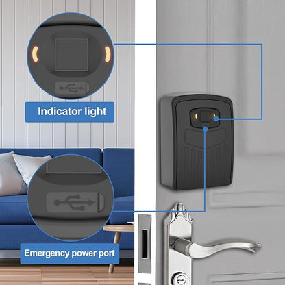 Fingerprint Smart Key Lock Box for Outside, Remote Access Wireless Key Box Operate on iOS/Android APP with WiFi Gateway, Large Capacity Bluetooth Safe Box