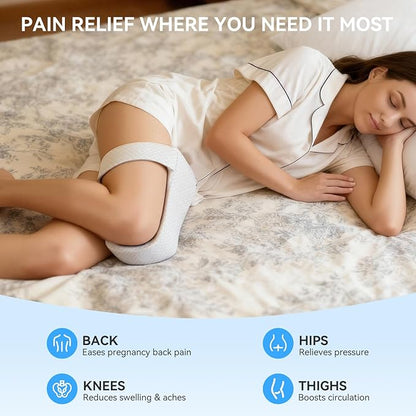 Knee Pillow for Side Sleepers, Memory Foam Leg Pillow for Side Sleeping, Between Legs Pillow for Relief Sciatica Hip Lower Back Pain, White