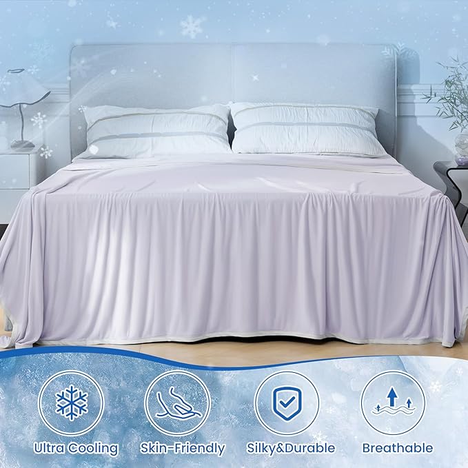 PHF Double Cooling Blanket for Hot Sleepers Queen Size, Arc-Chill Q-Max>0.5 with Double Cooling, Summer Blanket Absorbs Heat to Keep Cool All Night for Night Sweats (Purple, 90''x90'')