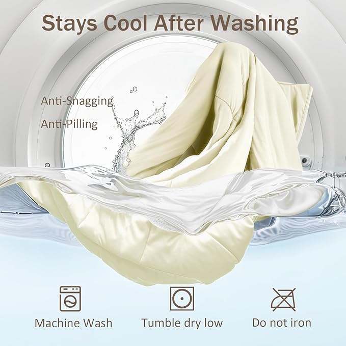 Cooling Blanket Comforter Hot Sleepers King/Cali King Soft Cooling Blanket, Double-Sided Cool Bedding for Night Sweats, All-Season Lightweight Comforter(106 * 90inch, Snow Ivory)