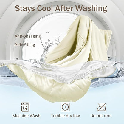 Cooling Blanket Comforter Hot Sleepers King/Cali King Soft Cooling Blanket, Double-Sided Cool Bedding for Night Sweats, All-Season Lightweight Comforter(106 * 90inch, Snow Ivory)