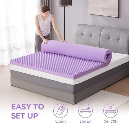SINWEEK 1.5 Inch Egg Crate Cooling Gel Memory Foam Mattress Topper Full Size, Soft Mattress Pad for Back Pain Relief, Bed Topper, CertiPUR-US Certified