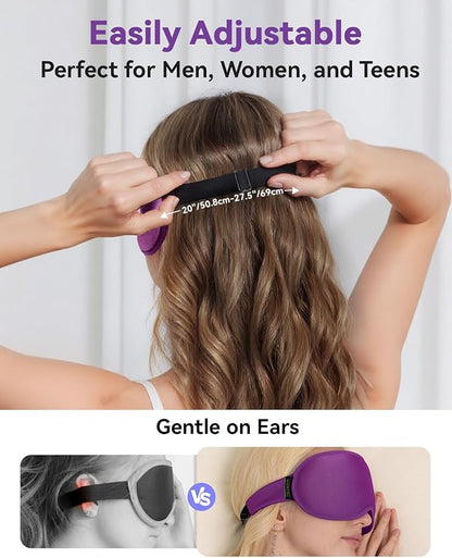 Weighted Eye Mask for Women - 3D Blackout Sleep Mask for Deep Sleep, Postpartum Gift, Lash-Friendly - Long Flight Travel, Cruise Ship, Car Camping Essentials, Purple