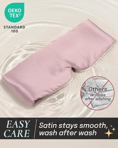 Zenssia Satin Sleep Mask for Women and Men, Lightweight Padded Eye Mask with Adjustable Strap, Comfort Blackout for Travel and Nap - Light Plum