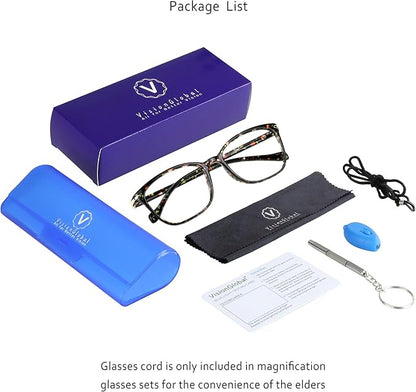 VisionGlobal Blue Light Blocking Glasses for Women, Anti Eyestrain, Computer Reading, TV Glasses, Stylish Square Frame, Anti Glare(Floral,No Magnification)