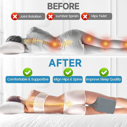 Memory Foam Knee Pillow for Side Sleepers, Support Leg Pillow for Side Sleeping, Smooth Spine Alignment Pillow, Cushion for Hip, Back, Sciatica, Knee, Joints Pain Relief, Gray, X-Large
