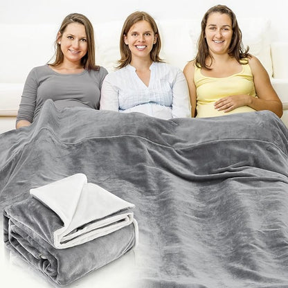Preboun 108.27 x 86.61 Inch Large Faraday Blanket for Pregnant Babies, Emf Blanket Protection 5 G, Bluetooth, Phone Towers, Two Sides Using for Beds Couches Travel(Flannel, Grey)