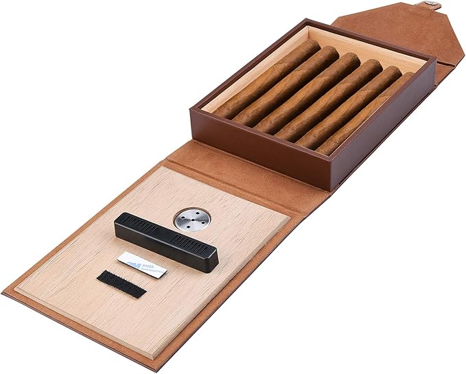 Cigar Case Travel - SEEJI Cigar Humidor Wood Cedar - Cigar Box Portable humidifier Hygrometer