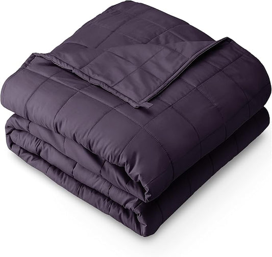 Bare Home Weighted Blanket Queen Size 22lb (60" x 80") for Adults - All-Natural 100% Cotton - Premium Heavy Blanket Nontoxic Glass Beads (Eggplant, 60"x80")