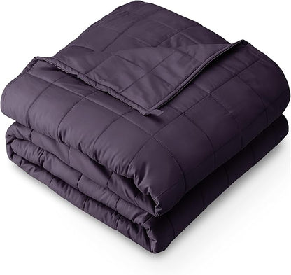 Bare Home Weighted Blanket Twin or Full Size 7lb (40" x 60") - All-Natural 100% Cotton - Premium Heavy Blanket Nontoxic Glass Beads (Eggplant, 40"x60")