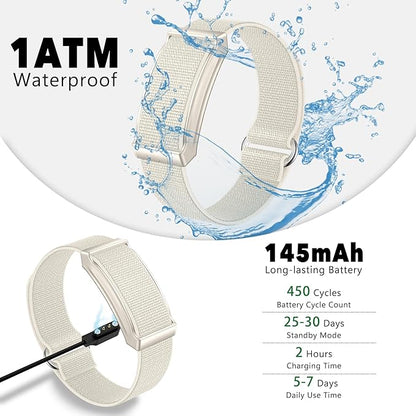 Smart Bracelet,100+ Sport Modes Fitness Tracker with Continuous Heart Rate Blood Oxygen Sleep Monitor 24h, Comes with a Free Armband (Beige)