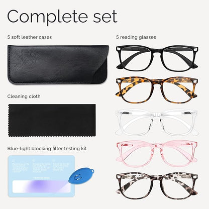CCVOO Mix & Match Reading Glasses for Women - Lightweight, Comfortable Fit, Clear Vision - Blue Light Blocking
