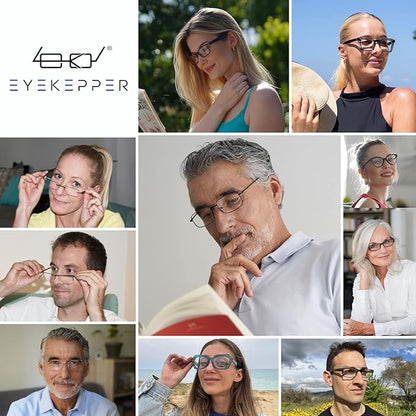Eyekepper Ladies Blue Light Blocking Reading Glasses with Orange Tinted Filter Lens - Night Sleep Computer Readers Women - Brown-Clear Frame +2.50