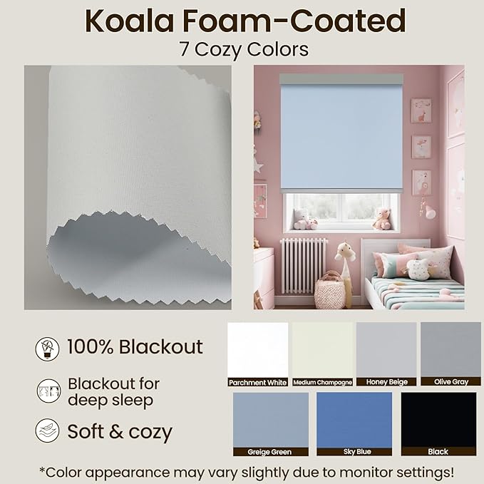 Motorized Smart Blinds with Remote – 100% Blackout Roller Shades Fabric Swatch – Alexa, Google, Apple HomeKit, Tuya App –Automatic Curtains for Home Office – 24 Color Options (Fabric Samples)