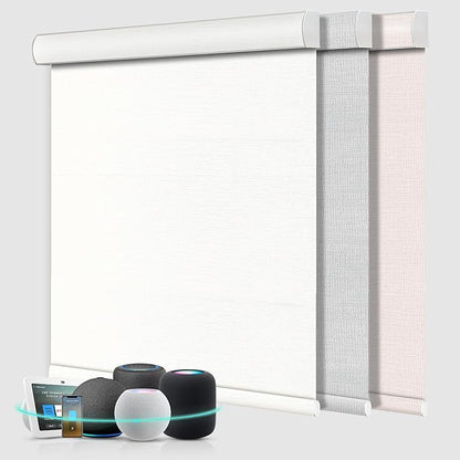 Aprilsmart Motorized Blinds with Remote,Compatible with Apple HomeKit Alexa Google Home- Voice and app Control,Motorized Roller Shades 100% Blackout Custom Size(Westray Sterling-15)