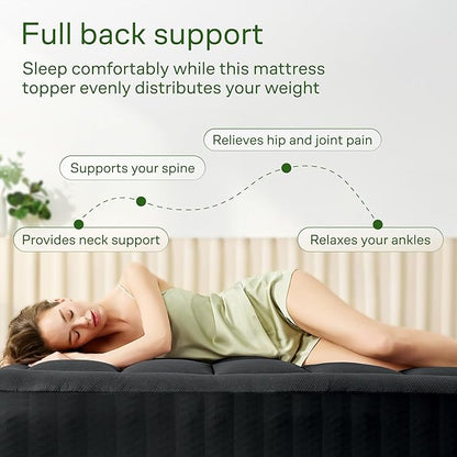 Ultra Soft King Size Mattress Topper - Viscose Made from Bamboo Pillow Top Mattress Pad for Back Pain Relief - Naturally Cooling for Hot Sleepers, Black