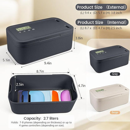 Timed Lock Box,Phone Lock Box with Timer Unplug from Phones Snacks Video Games & Cravings,2-in-1 Quick Lock or Timer Lock Mode - 30 Days Max,Productive & Focused Phone Jail Box for Safe