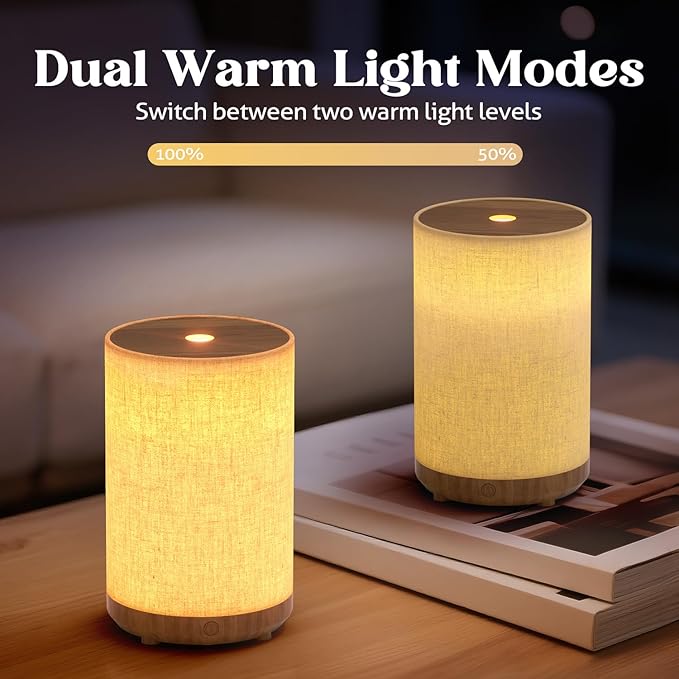 Essential Oil Diffuser with Fabric Cover, Small Portable Aroma Diffuser 120ml, Ultrasonic Aromatherapy Oil Diffuser with 8 Colors LED, Auto Shut-Off Function, Mini Humidifier for Bedroom Home