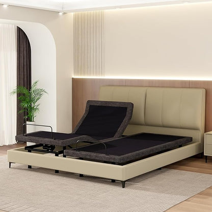 MUUEGM Adjustable Bed Base Frame, Ergonomic Electric Bed Bases with Wireless Remote Control and Head-Pillow-tilt, USB A&C, Massage, Zero Gravity, Anti-Snore, Twin XL