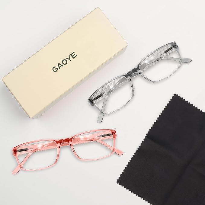 Gaoye 0.5 2-Pack of Reading Glasses - Blue-Light Filter, UV Protection - Readers with Rectangle Frames