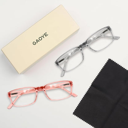 Gaoye 0.75 2-Pack of Reading Glasses - Blue-Light Filter, UV Protection - Readers with Rectangle Frames