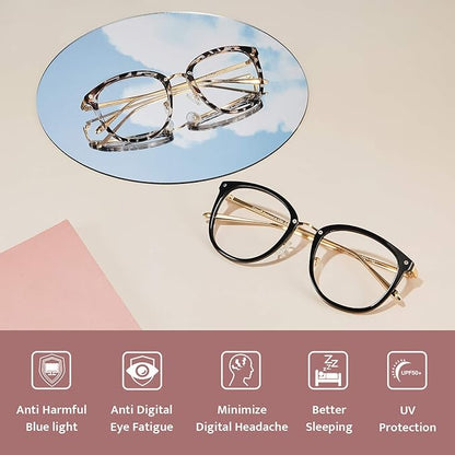 Cyxus 2 Pack Blue Light Glasses for Women, Blue Light Blocking Computer Eyeglasses for Woman Anti Eye Strain Glasses Reduce Headaches