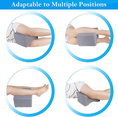 BlissTrends Memory Foam Knee Pillow, Knee Pillow for Side Sleepers, Leg Pillows for Sleeping Blood Circulation, Elevation Pillow for Spine Aligning, Sciatica, Hip, Knee, Ankle Pain, Grey, X-Large