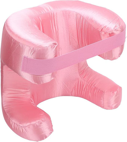 Memory Foam Face Pillow, Ergonomic Design, Silk Fabric Beauty Pillow for Back Sleep Training Pillow, Memory Foam Support, Soft Cushioning, Suitable for Comfortable Sleep (Pink)