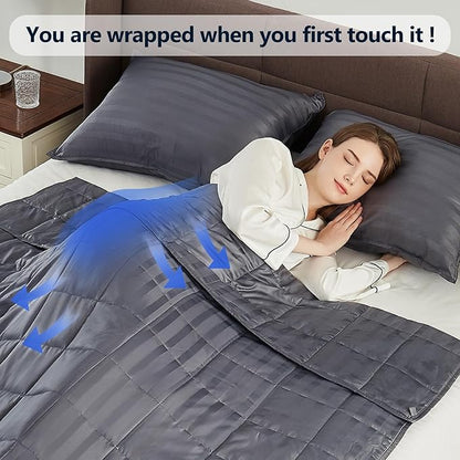 Weighted Blanket Queen Size (60"x80" 12lbs),Ultra Soft and Cozy Cooling Weighted Blanket Queen Size for Adult,Heavy Blanket with Machine Washable Soft Blanket, Stripe Grey