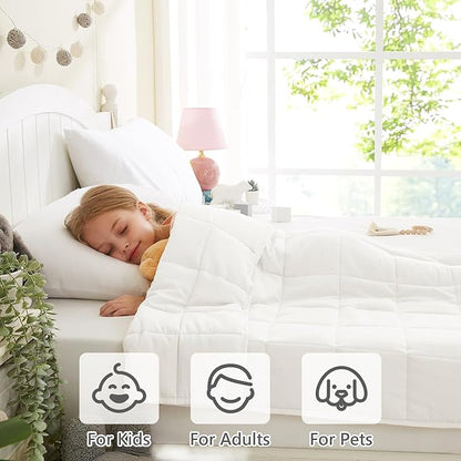 L'AGRATY Weighted Blanket - 36"x48" 5lbs Cooling Breathable Heavy Blankets Microfiber Material with Glass Beads for Adult All-Season Summer Fall Winter Soft Thick Comfort